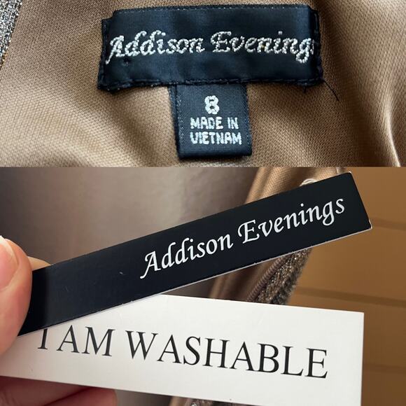 ADDISON EVENING Gold Gown Glitter Metallic Dress Sleeveless V-Neck Formal 8 NWT - Picture 7 of 15